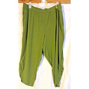 Susan Graver QVC Pull On Army Green Pants Womens Plus 1X Petite Crop Short